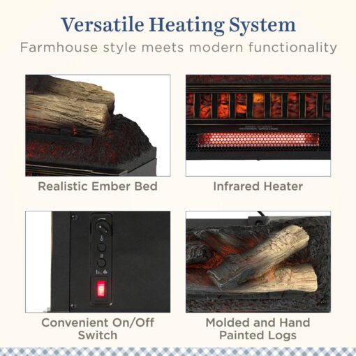 Country Living 23 inch Electric Log Set | Crackling Sound | 1000 Sq Ft Heater | Faux Logs Insert with Infrared Flames for Existing Fireplaces | Remote Control Included - Image 6
