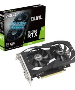 ASUS Dual NVIDIA GeForce RTX 3050 6GB Gaming Graphics Card - PCIe 4.0, 6GB GDDR6 Memory, HDMI 2.1, DisplayPort 1.4a, Native DVI-D, 2-Slot Design, Steel Bracket, IP5X Rating, GPU Tweak III