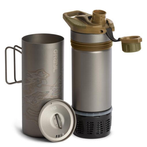 GRAYL GeoPress Titanium 24 oz Water Purifier Bottle with Cooking Lid - Filter for Hiking, Camping, Survival, Travel (Coyote Brown) - Image 9