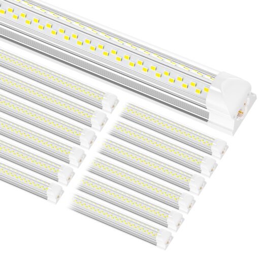 ONLYLUX 8ft LED Shop Light, 8' 100W 15000lm 6000K (12 Pack), 8 Foot Linkable led Shop Lights with Plug Fixture for Garage Workshop, T8 LED Tube Lights, High Output,