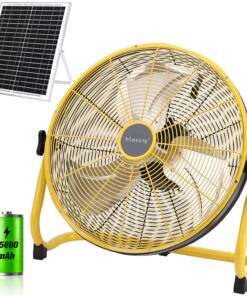 blessny 16" Large Solar Rechargeable Floor Fan, 15600 mAh 20W Solar Powered Portable Battery Fan for Home Outdoor Camping Gazebo Chicken Coop Greenhouse Barn, with 360° Adjust Tilt