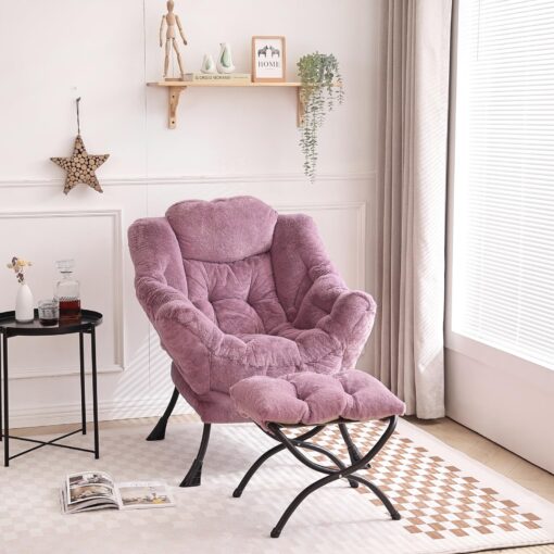 Tiita Lazy Chair with Ottoman, Modern Plush Accent Lounge Chair, Leisure Sofa Armchair with Ottoman, Reading Chair with Footrest for Bedroom, Living Room, Dorm Rooms, Garden and Courtyard - Image 3