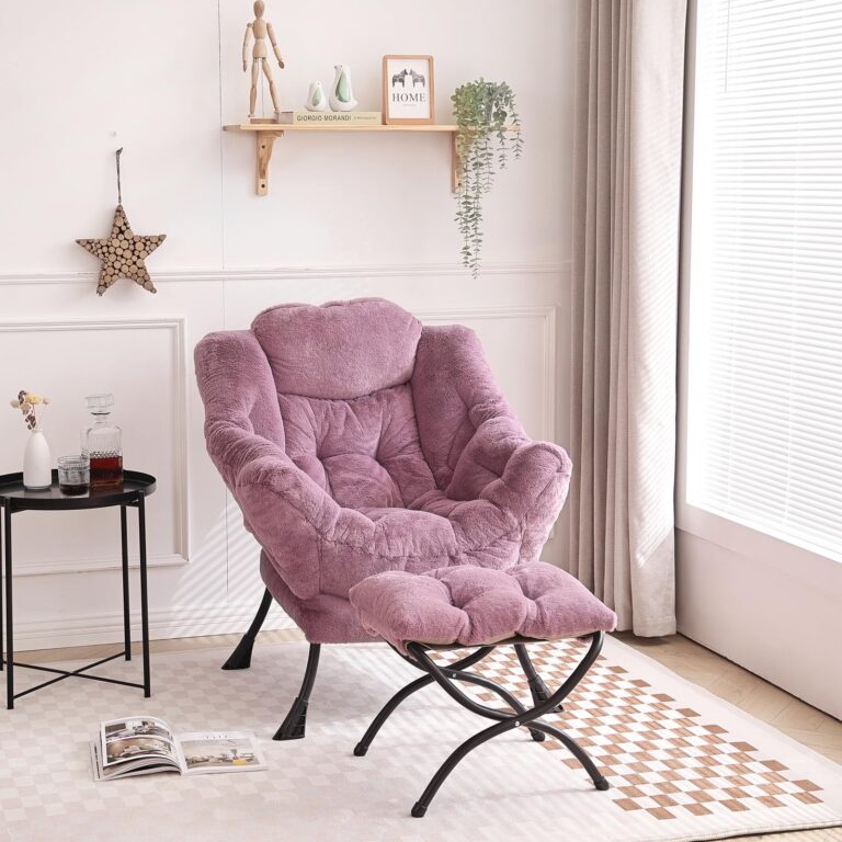 Tiita Lazy Chair with Ottoman, Modern Plush Accent Lounge Chair, Leisure Sofa Armchair with Ottoman, Reading Chair with Footrest for Bedroom, Living Room, Dorm Rooms, Garden and Courtyard - Image 3