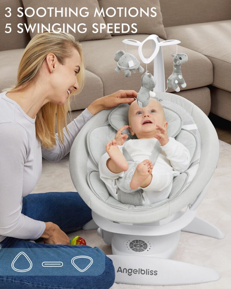 Angelbliss 3 in 1 Baby Swing with Motion Detection, Portable Baby Swings for Infants with Removable Rocker & Stationary Seat, Bluetooth Enabled with 3 Unique Motions (White) - Image 7