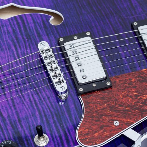 GROTE Jazz Electric Guitar Semi-Hollow Body Trapeze Tailpiece Bridge Guitar Gig Bag (Purple) - Image 2