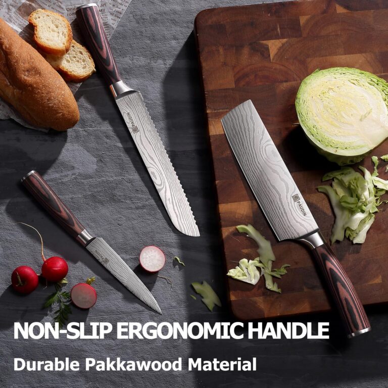 PAUDIN Chef Knife Set, 7 Pieces Kitchen Knife Set, High Carbon Stainless Steel, Ultra Sharp Knife Set, Professional Knives Set for Kitchen with Pakkawood Handle - Image 3