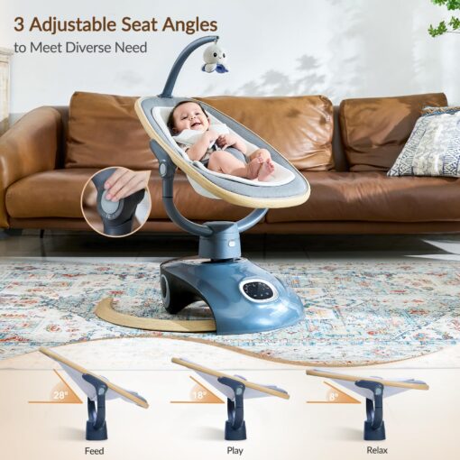 VaVaSoo Electric Baby Swing Newborn for Infants with 5 Speeds, Multi Motion 3D Baby Rocker for Girl Boy Swingset Indoor with 13 Melodies & Wireless Music, Remote Control, Dark Gray - Image 5