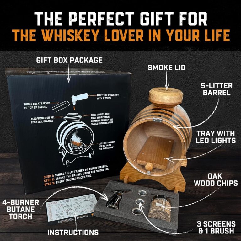 Old Fashioned Bourbon Whiskey Smoker Kit - Premium Barrel Set, USA Oak - Cocktail Smoker Kit with Torch - Whiskey Gifts for Men - Image 3