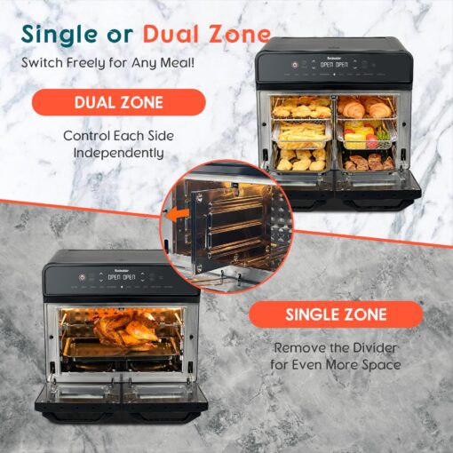 24Qt Dual Zone Air Fryer Oven with Rotisserie, Large Double Air Fryers Mini Oven Digital 1800W 10 in 1 Airfryer Countertop Convection Oven Electric and Grill, Stainless Steel Inner, 360° Even Heating - Image 7