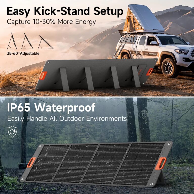 200W Portable Solar Panel for Power Station, 24% High Efficiency ETFE Foldable Solar Panel Charger, QC3.0, Type-C 60W, MC4 Output, IP65 Waterproof, for Outdoor Camping, RV, Emergency Power Supply - Image 4