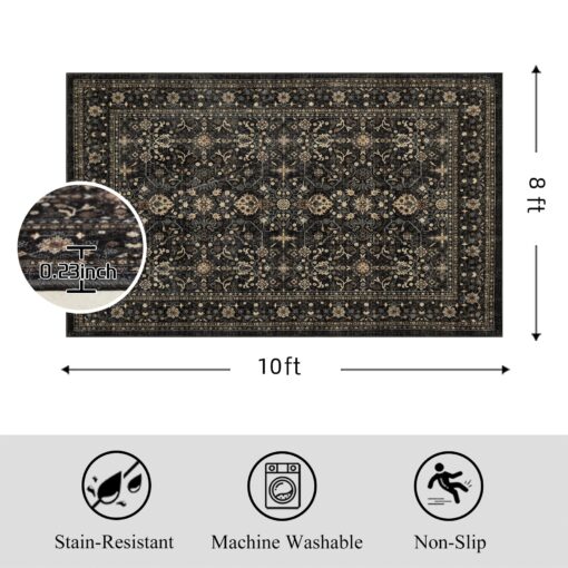 Ruaruarug Area Rug Non Slip Machine Washable Ultra Soft Outdoor/Living Room/Classroom/Bedroom/Kitchen Dark Gray, 8'×10' - Image 2