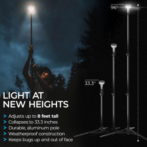 Devos Outdoor | LightRanger 800 Lumen Rechargeable Telescoping LED Lantern | 30 Hour Run Time | Illuminates a 40 Foot Diameter Area | 2 Pack with Padded Case - Image 4