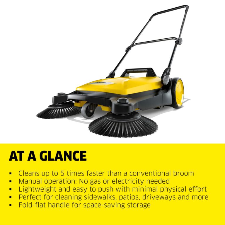 Kärcher - S 4 Twin Walk-Behind Outdoor Hand Push Sweeper - 5.25 Gallon Capacity - 26.8" Sweeping Width - Sweeps up to 26,000 ft²/Hour,Yellow - Image 8