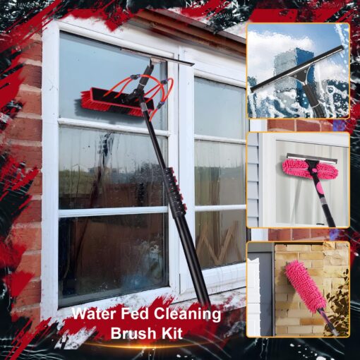 ZKUAOGDI 30ft Long Reach Solar Panel Cleaning Brush Kit, Telescopic Water Fed Pole, Squeegee & 2 Dusting Brushes for Window Outdoor Roof Cleaner Kit - Image 8