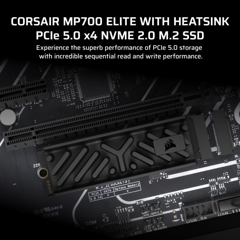 Corsair MP700 Elite 2TB PCIe 5.0 x4 NVMe M.2 SSD – Included Aluminum Heatsink – Up to 10,000MB/sec – High-Density 3D TLC NAND – M.2 2280 - DirectStorage Compatible – Black - Image 8