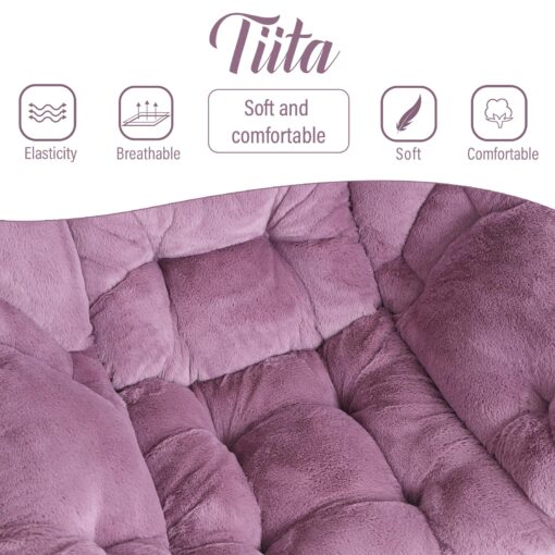 Tiita Lazy Chair with Ottoman, Modern Plush Accent Lounge Chair, Leisure Sofa Armchair with Ottoman, Reading Chair with Footrest for Bedroom, Living Room, Dorm Rooms, Garden and Courtyard - Image 6