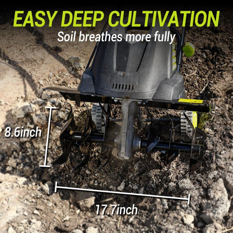 Electric Tiller 12 Amp Rototiller：Powerful Garden Tiller with 6 Steel Tines Tiller, Hand Tiller with 17.7 inch Tilling Width 8'' Tilling Depth for Gardening, Cultivator for Lawn - Image 6