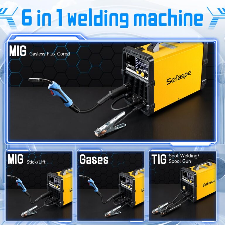 Sefaspe 205A MIG Welder, 110/220V Dual Voltage Aluminum Welding Machine, 6 in 1 Gas MIG/Gasless Flux Core/Stick/Lift TIG/Spool Gun/MIG MIX. Multiprocess Welders - Image 7