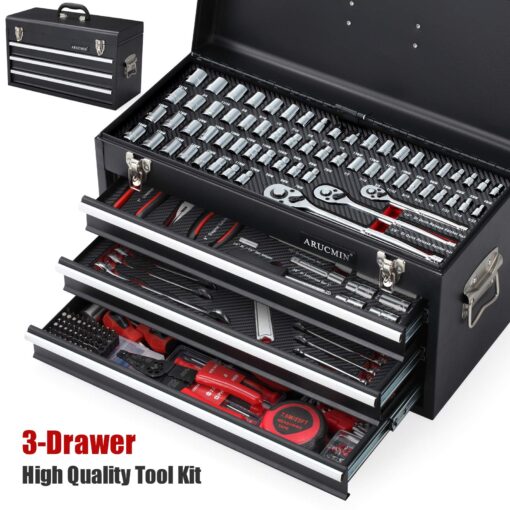 ARUCMIN 438-Piece Mechanics Tool Set with 3-Drawer Heavy Duty Metal Box Repair Tool Kit - Image 3