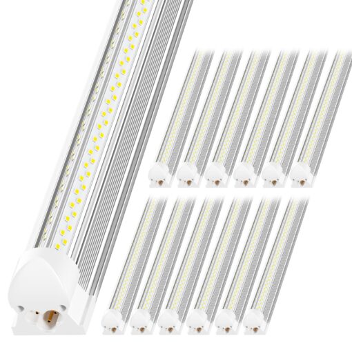 ONLYLUX LED Shop Light 4FT, 6000K 50W 7500LM, Linkable Utility Ceiling Light Fixture, 4 Foot T8 Integrated LED Tube Lights, V Shape High Output, Linkable with On/Off Switch (12 Pack)