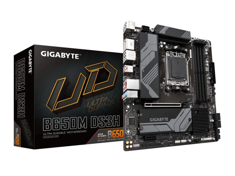 GIGABYTE B650M DS3H (AM5/ LGA 1718/ AMD/ B650/ Micro ATX/ 5-Year Warranty/ DDR5/ PCIe 4.0 M.2/ PCIe 4.0/ USB 3.2 Gen2X2 Type-C/ 2.5GbE LAN/Motherboard)
