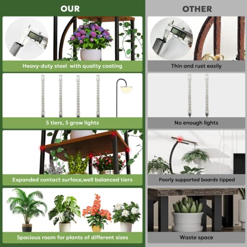 Plant Stand Indoor with Grow Lights, Large Plant Stands for Indoor Plants Multiple, 67" Tall Plant Shelf Indoor, 10 Lights Tiered Plant Holder, Lighted Corner Plant Stand for Home Decor (Left & Right) - Image 2