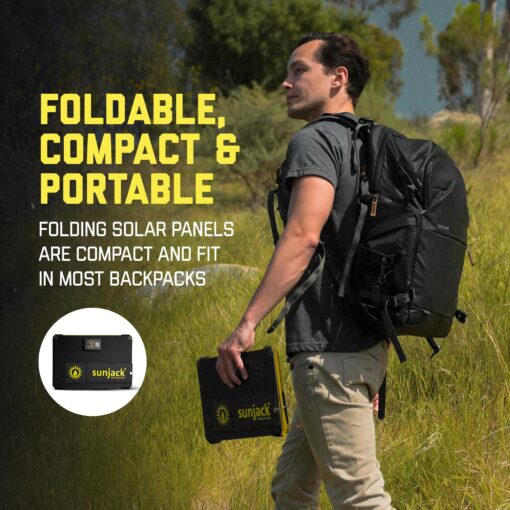 SunJack 40W Folding Portable Solar Panel Charger with Kickstands, IP67 Waterproof ETFE and DC/USB-A QC3.0 / USB-C PD30 for Cell Phone, Laptop, Power Station, Backpacking, Camping, Hiking, Emergency - Image 5