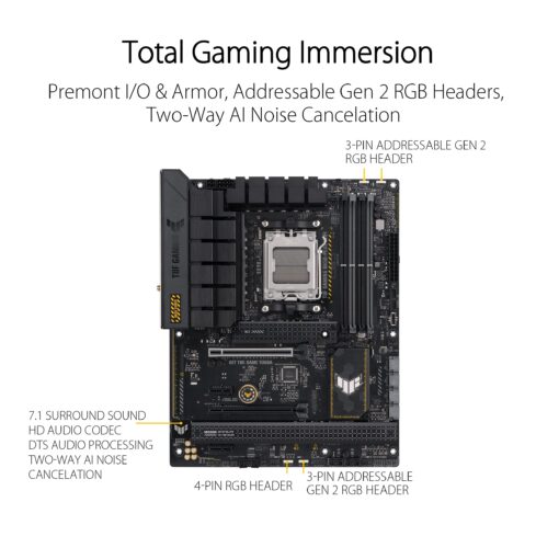 ASUS TUF GAMING B650-PLUS WIFI AMD B650 AM5 Ryzen™ Desktop 9000 8000 and 7000 ATX motherboard, 14 power stages, PCIe® 5.0 M.2 , DDR5 memory, WiFi 6 and 2.5 Gb Ethernet, USB4® support Aura Sync - Image 5