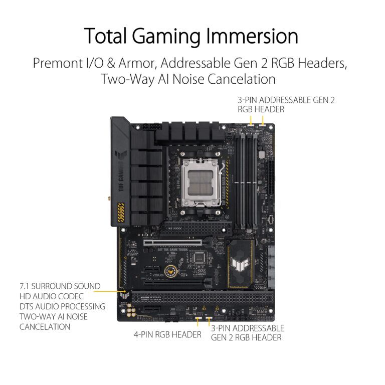 ASUS TUF GAMING B650-PLUS WIFI AMD B650 AM5 Ryzen™ Desktop 9000 8000 and 7000 ATX motherboard, 14 power stages, PCIe® 5.0 M.2 , DDR5 memory, WiFi 6 and 2.5 Gb Ethernet, USB4® support Aura Sync - Image 5
