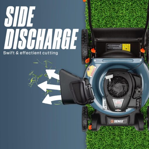 SENIX LSPG-M4 21-Inch Gas Push Lawn Mower with 125 cc 4-Cycle Briggs & Stratton Engine, Mulching and Side Discharge, 6-Position Dual Lever Height Adjustment - Image 4