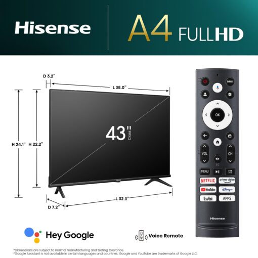 Hisense 43-Inch Class A4 Series FHD 1080p Google Smart TV (43A4K) - DTS Virtual: X, Game & Sports Modes, Chromecast Built-in, Alexa Compatibility - Image 9