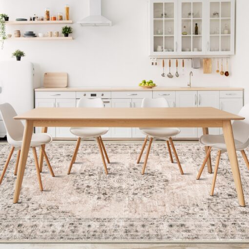 Area Rug 8x10 Vintage Rug: Large Washable Indoor Medallion Rug Low Pile Distressed Floor Carpet Retro Accent Rug for Living Room Bedroom Kitchen Dining Table Home Office(Distressed Brown, 8'x10') - Image 9