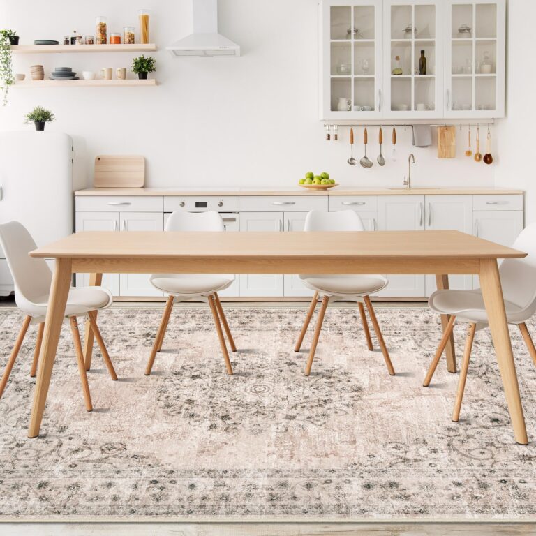 Area Rug 8x10 Vintage Rug: Large Washable Indoor Medallion Rug Low Pile Distressed Floor Carpet Retro Accent Rug for Living Room Bedroom Kitchen Dining Table Home Office(Distressed Brown, 8'x10') - Image 9