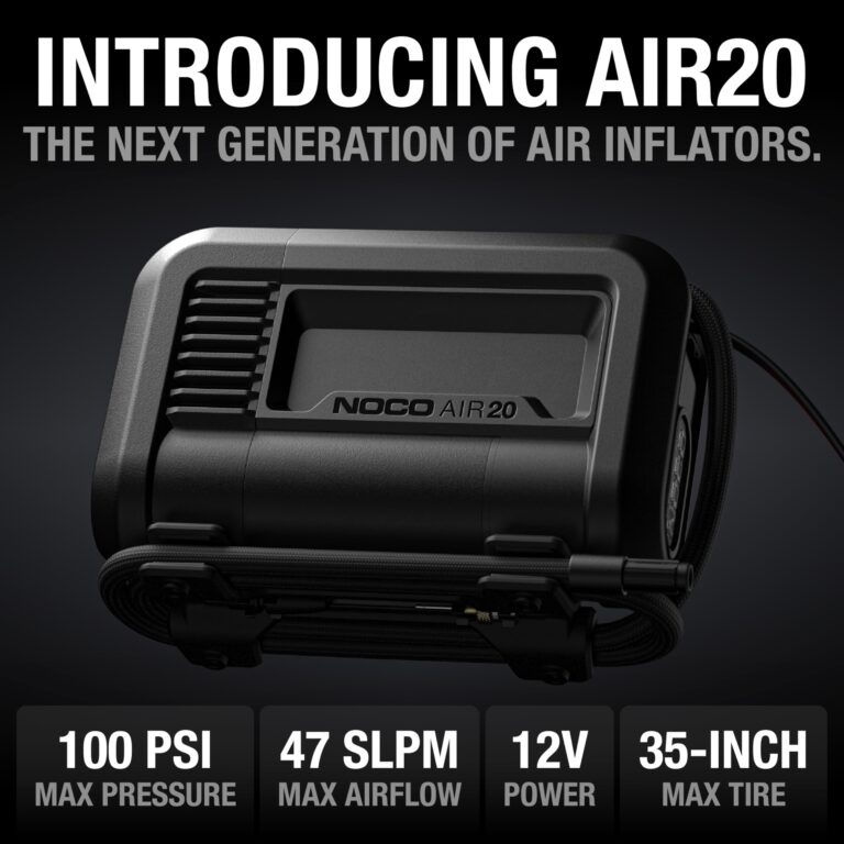 NOCO AIR20 UltraFast 20A Tire Inflator, 12V Portable Air Compressor Pump, Rated at 100 PSI, Inflates Tires from 0-40 PSI in 2.5 Minutes with a Digital Gauge, Smart Pressure and Auto-Shutoff, Black - Image 7
