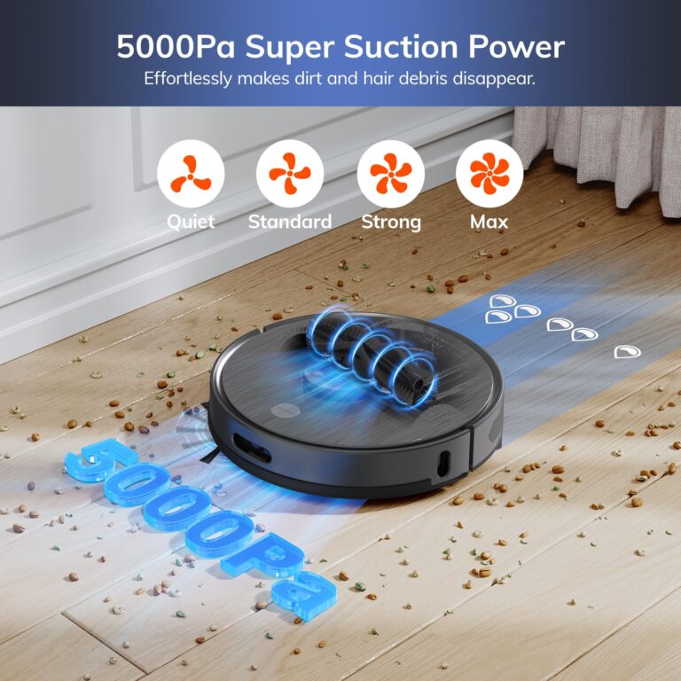 ILIFE T20s Self-Emptying Robot Vacuum and Mop Combo, 5000Pa Suction, 70-Day Capacity, LiDAR Navigation, 260mins Runtime, App/Alexa Control, Robotic Vacuum Cleaner for Hard Floors, Carpets and Pet Hair - Image 6
