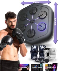 MAITUFIT Music Boxing Machine M4, Smart Music Punching Machine with Custom Running Lights, Stereo Sound and APP Control, Wall Mount Boxing Machine for Adults - Home Office Gym Workout Equipment Black