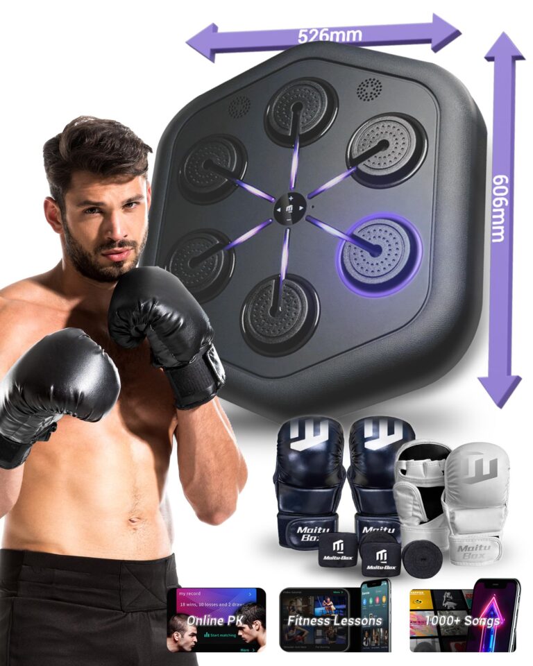 MAITUFIT Music Boxing Machine M4, Smart Music Punching Machine with Custom Running Lights, Stereo Sound and APP Control, Wall Mount Boxing Machine for Adults - Home Office Gym Workout Equipment Black