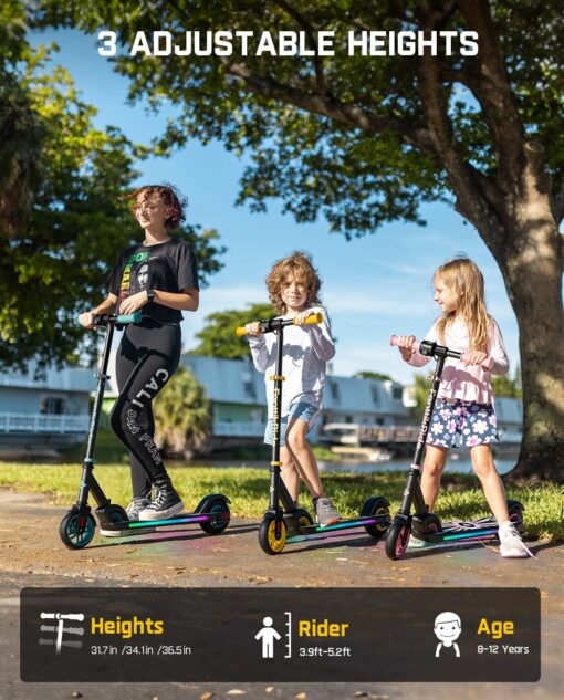 FanttikRide C9 Apex Electric Scooter for Kids 8-12, Adjustable Handlebar Height for Riders 3.9-5.2 ft, 132 lbs, Up to 40 mins Continuous Time, 3 Speed Mode 5/8/10 MPH, Bluetooth Music Speaker, Yellow - Image 5
