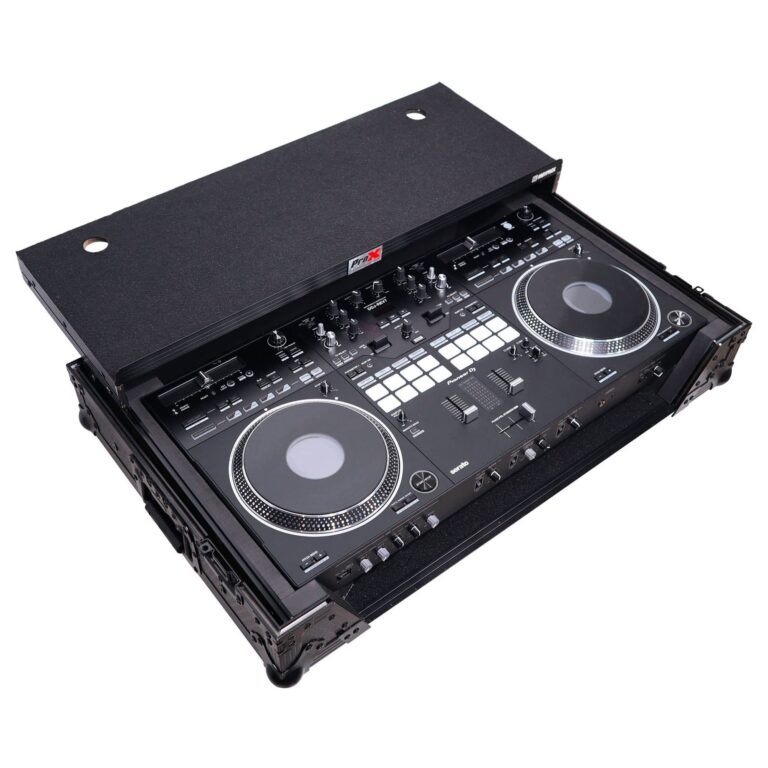 ProX Live Performance Gear ATA Style Flight Case for Pioneer DDJ-REV7 DJ Controller with Laptop Shelf Wheels and 1U Rackspace Black Finish - Image 4
