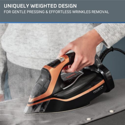 Rowenta, Iron, Steam Force Pro Stainless Steel Soleplate Steam Iron for Clothes, 400 Microsteam Holes, Professional Results, 1850 Watts, Auto-off, Ironing, Copper Clothes Iron DW9540 - Image 4