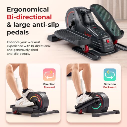 Sunny Health & Fitness Smart Electric Motorized Under Desk Elliptical Cardio Exerciser with Optional Exclusive SunnyFit® App Enhanced Bluetooth Connectivity – SF-E3959SMARTG - Image 4
