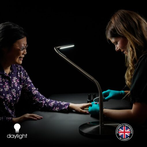 Daylight Company, LLC U35108 Slimline 3 Table Lamp-LED-80 CRI-Eye Care-4 Brightness Levels, 3,000 LUX at 30 cm, 1,065 LUMENS-4 Step DIMMER Mode, Brushed Steel, 25.6 x 30 x .8 - Image 6