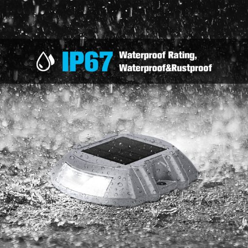VOLISUN Solar Deck Lights Driveway Dock Lights, 16-Pack Led IP67 Waterproof Outdoor Warning Step Lights for Driveway Sidewalk Garden Pathway Yard(White) - Image 4