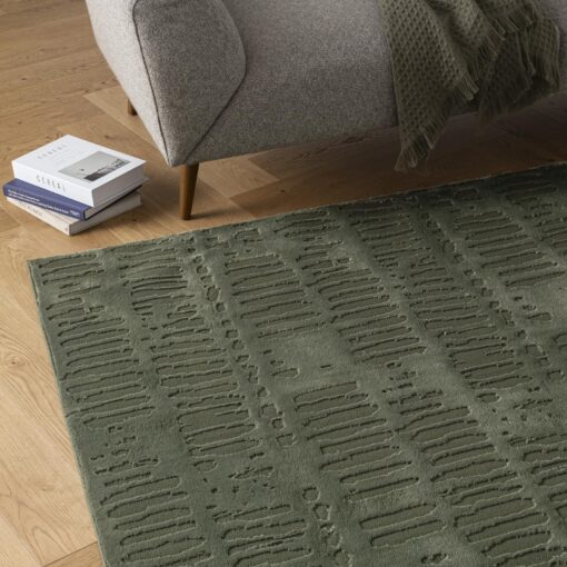 Revival Rugs Shell 5'3"x7'10" Washable Area Rug for Living Room Bedroom - 100% Recycled Oeko-TEX Certified, Medium Pile, Green - Image 8