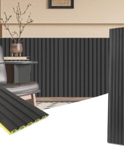 Art3d WPC Wainscoting Panels, 16-Pack 48 x 6 Inch 3D Wall Accents for Interior Wall Decor, Living Room, Bedroom, Black