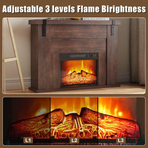 TRONLEE 46" Fireplace Mantel, Includes 23" Freestanding 1400W Electric Fireplace, Remote Control, Faux Fireplace for Living Room, Study, Bedroom, 46.45W x 34.72 H (Walnut, 23'' Fireplace Mantel) - Image 6