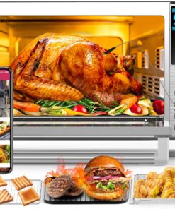 Nuwave Bravo XL Air Fryer Toaster Smart Oven, 12-in-1 Countertop Grill/Griddle Combo, 30-Qt XL Capacity, 50F-500F adjustable in precise 5F increments, Integrated Smart Thermometer, Linear T Technology