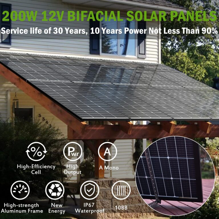 JJN Bifacial 400 Watt Solar Panel 12V 10BB Monocrystalline Solar Panels High Efficiency Solar Module for RV Home Farm Trailer Camper Marine Off Grid System(2 PCS 200 Watt) - Image 5