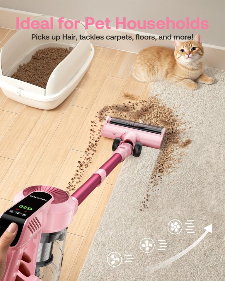 Cordless Vacuum Cleaner, 40Kpa 45Mins Vacuum Cleaners for Home, 8-in-1 Lightweight Stick Vacuum with Powerful Suction, Anti-tangle Wireless Vacuum for Carpet, Tile, Pet Hair, Hardwood Floors, Pink - Image 6