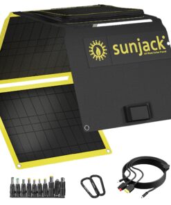 SunJack 60W Folding Portable Solar Panel Charger with Kickstands, IP67 Waterproof ETFE and DC/USB-A QC3.0 / USB-C PD30 for Cell Phone, Laptop, Power Station, Backpacking, Camping, Hiking, Emergency